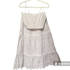 Jason Wu White Eyelet Tiered Skirt And Spaghetti Strap Bustier Size Medium NWT